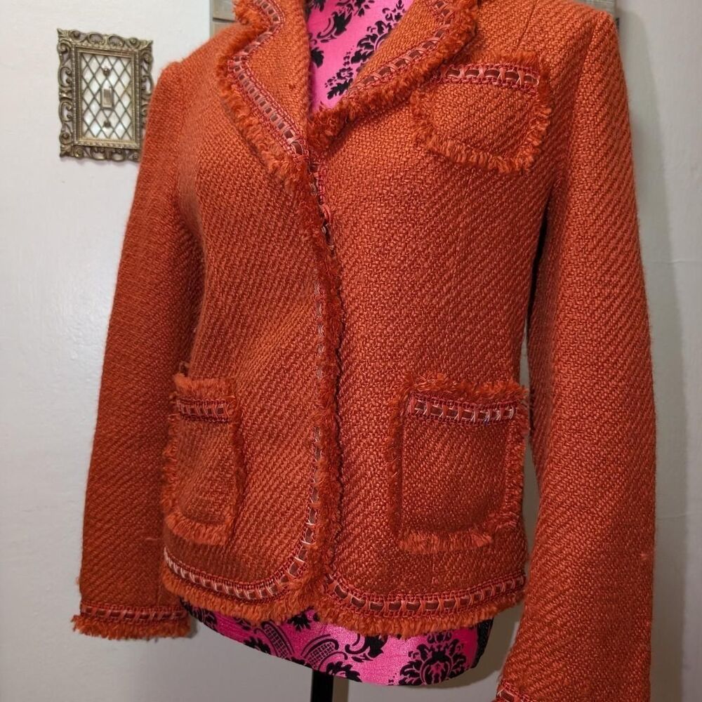 funky vintage Orange fringe blazer Jacket